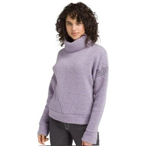 Prana Women's Size M Crestland Pullover Turtleneck Sweater Purple Poly Wool Blen - Picture 2 of 9